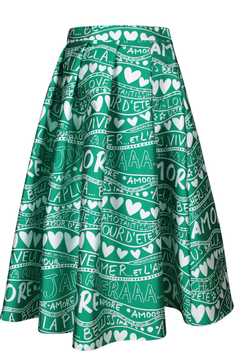 Alessandro Enriquez Skirts for Women Alessandro Enriquez Green Wave Midi Skirt