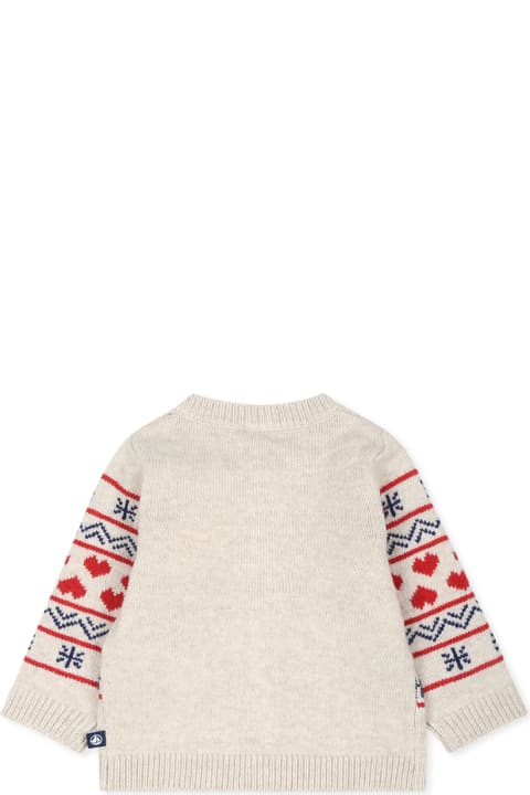 Petit Bateau Sweaters & Sweatshirts for Baby Girls Petit Bateau Beige Cardigan For Baby Girl With Hearts