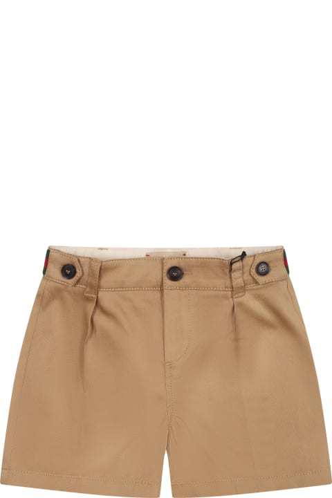 Gucci Bottoms for Baby Boys Gucci Beige Shorts For Baby Boy With Web Detail