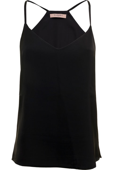 Underwear & Nightwear for Women TwinSet Black Viscose Tank Top With Logotwin Set Woman TwinSet