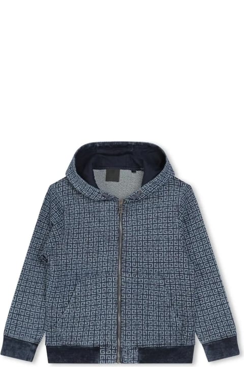 Givenchy for Boys Givenchy Denim Blue 4g Zip-up Hoodie