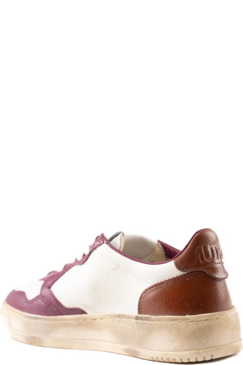 Homeware Autry Autry Medalist Low Super Vintage Sneakers In White/purple Leather