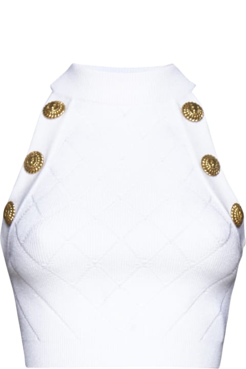 Balmain Clothing for Women Balmain White Viscose Blend Top