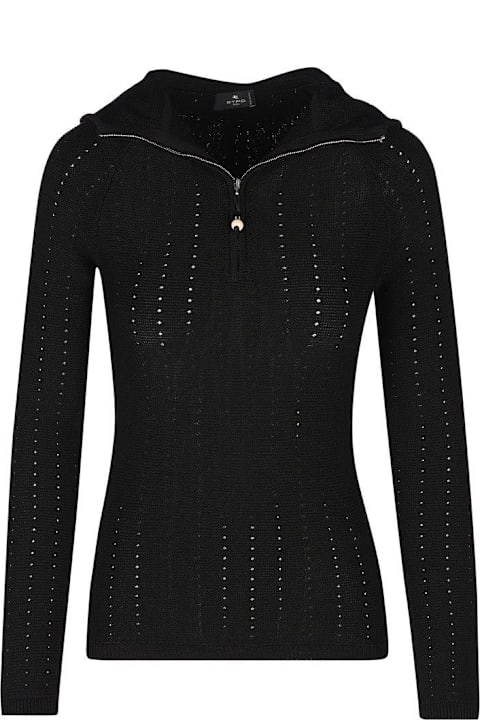 Etro Topwear for Women Etro Hood And Punched Detail Knit Top
