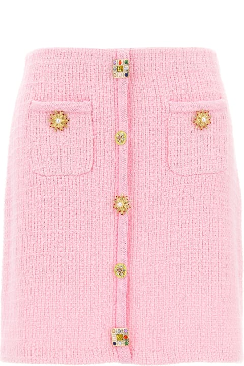 Skirts for Women self-portrait 'pink Jewel Button Knit Mini' Skirt