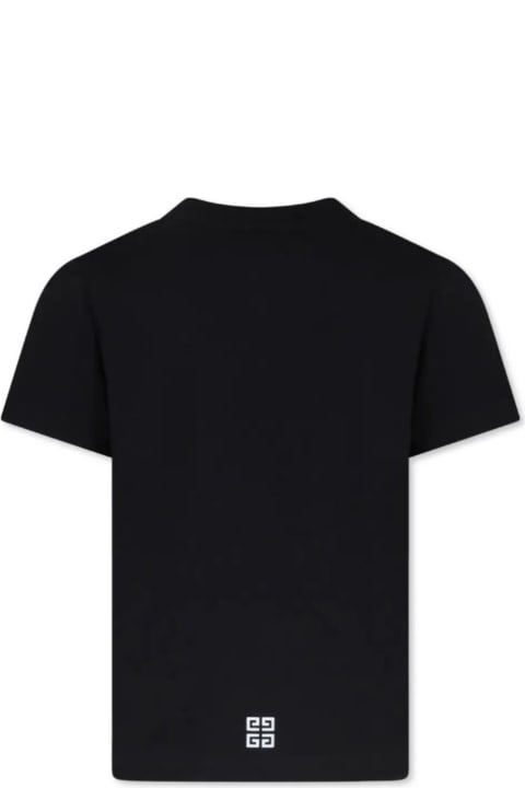 ملابس علوية لـ أولاد Givenchy Black Crewneck T-shirt With Contrasting Logo Print In Cotton Boy