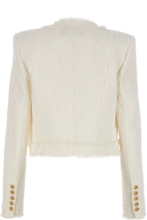 Sweaters for Women Balmain Collarless 4 Pkts Tweed Jacket