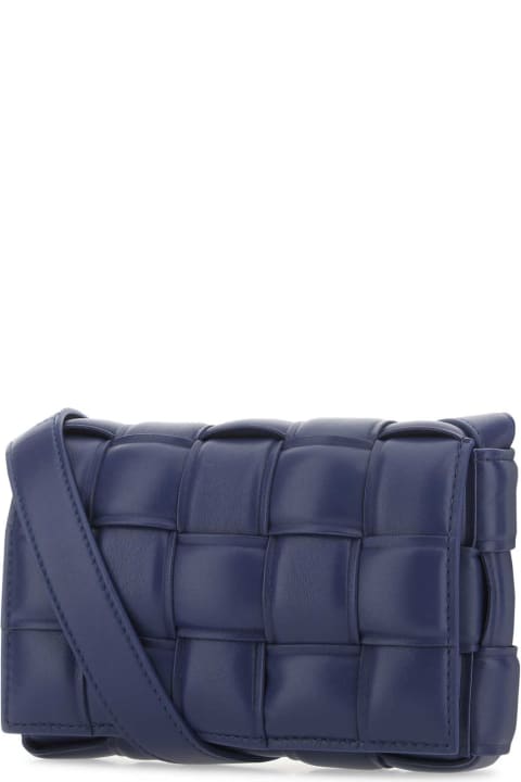 Bottega Veneta for Women Bottega Veneta Navy Blue Nappa Leather Mini Padded Cassette Crossbody Bag