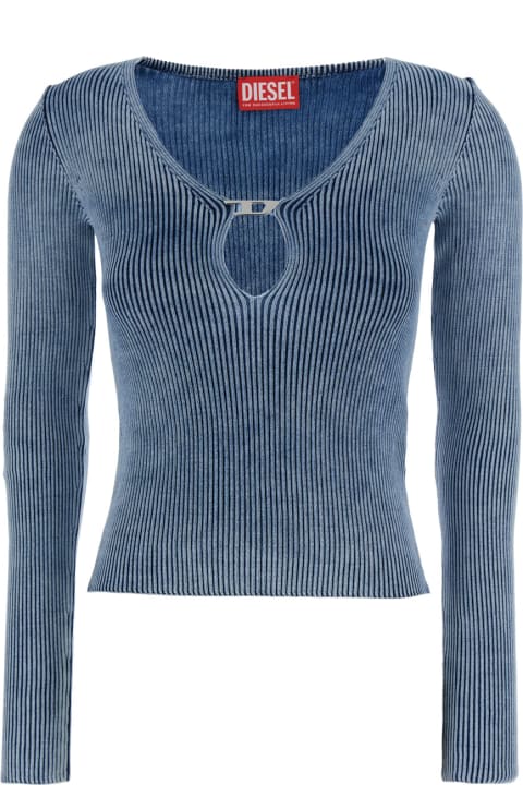 Diesel Sweaters for Women Diesel Light-blue M-teri Ribbed Top In Cotton Woman