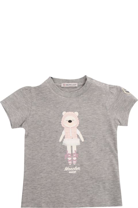 Topwear for Baby Girls Moncler Grey T-shirt With Logo