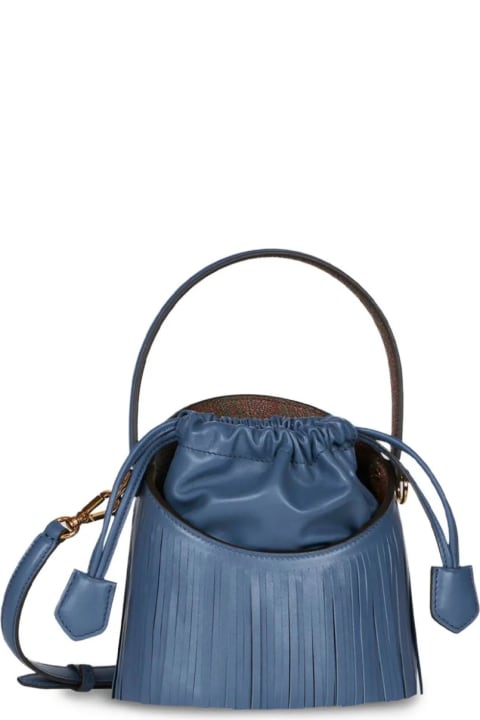Fashion for Women Etro Light Blue Saturno Mini Bag With Fringes