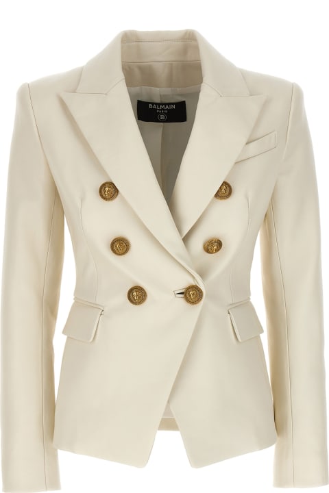 Coats & Jackets for Women Balmain Double-breasted Leather Blazer