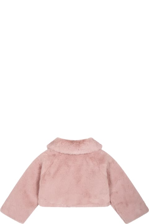 Monnalisa Coats & Jackets for Baby Boys Monnalisa Pink Faux Fur For Baby Girl With Bow
