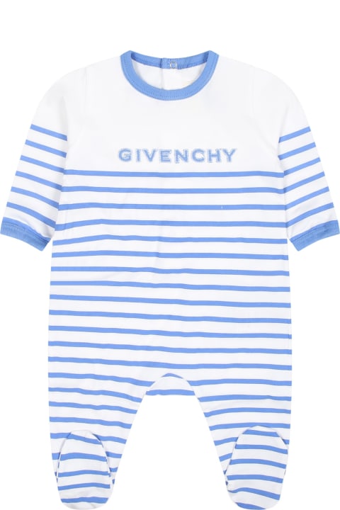 Givenchy Bodysuits & Sets for Baby Boys Givenchy Light Blue Set For Baby Boy With Logo Stripes