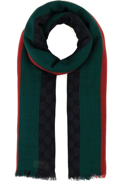 Scarves for Men Gucci Embroidered Wool Scarf