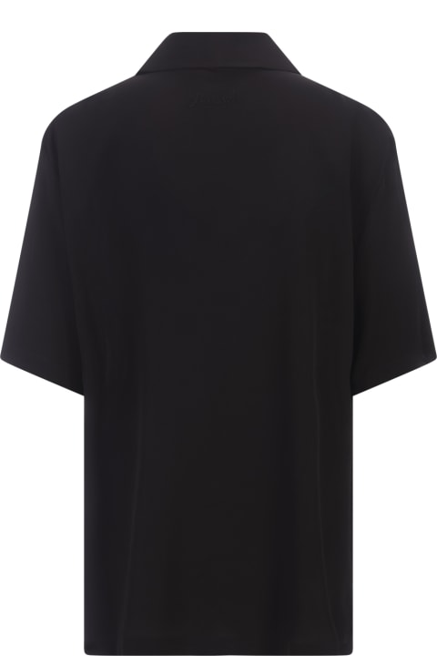 Fashion for Women Parosh Black Ralm Shirt With Palm Embroidery