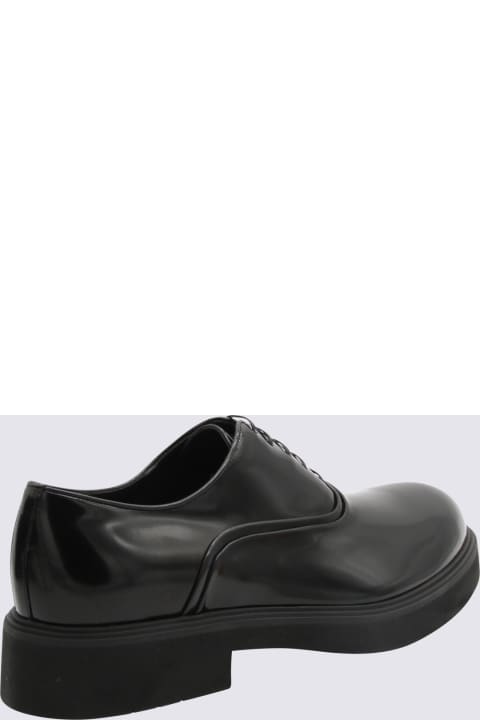 メンズ ローファー＆デッキシューズ Ferragamo Black Leather Lace Up Shoes