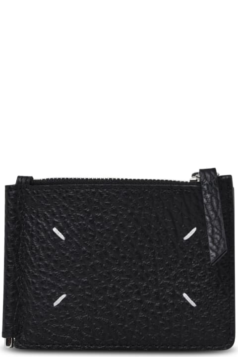 Four Stitches Black Hammered Leather Wallet