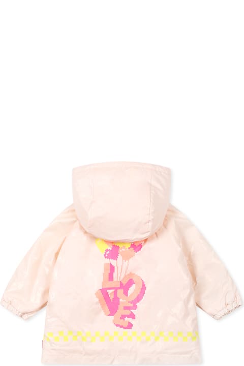 Billieblush معاطف وجواكت لـ رُضع أولاد Billieblush Pink Raincoat For Baby Girl With Hearts