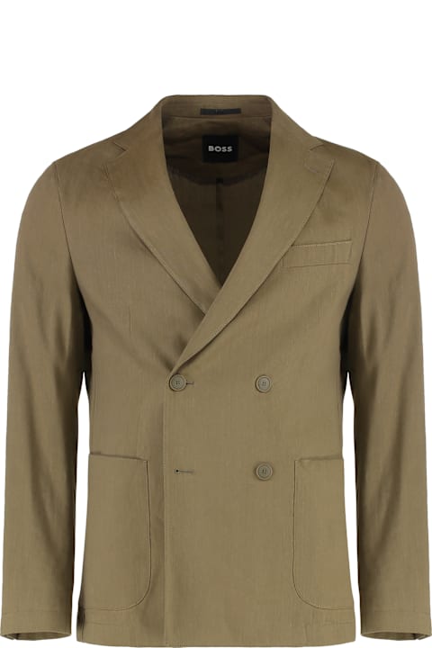 Hugo Boss Coats & Jackets for Men Hugo Boss Double-breasted Linen Blend Jacket