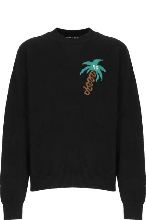 Sweaters for Men Palm Angels Black 'sketchy' Sweater