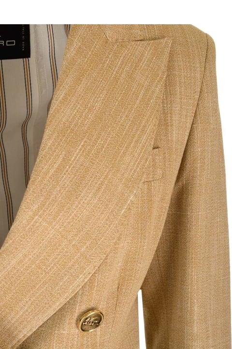 【送料&関税込】Etro Slub-texture Double-breasted Tailored B Etro Slub-texture Double-breasted Tailored Blazer ブレザー