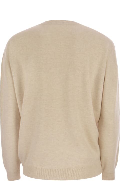 Fleeces & Tracksuits for Women Brunello Cucinelli Crewneck Sweater In Fine Wool, Cashmere And Silk With Diamond Pattern