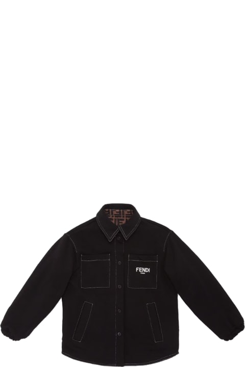 Fendiのボーイズ Fendi Junior Shirt Jacket In Black Reversible Jersey