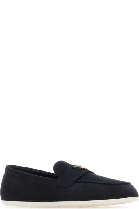 Shoes for Women Prada Midnight Blue Suede Loafers