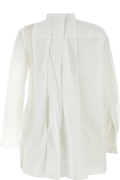 Sacai Topwear for Women Sacai White Polyester Blend Chiffon Mix Cotton Poplin Shirt