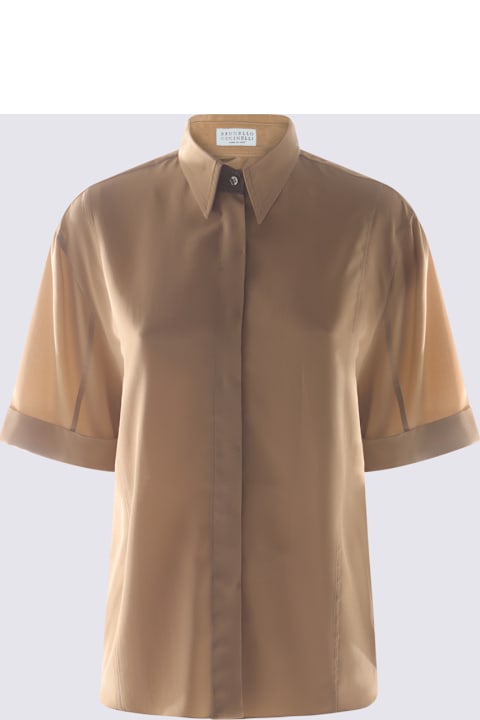 Brunello Cucinelli for Kids Brunello Cucinelli Beige Silk Shirt