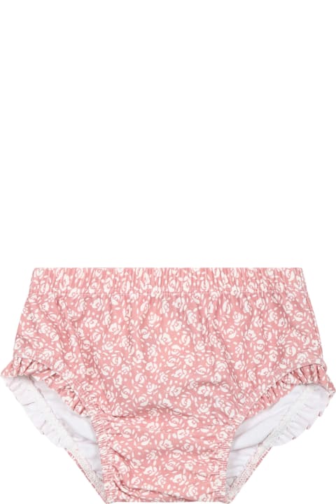 Fashion for Kids Petit Bateau Pink Swim Briefs For Baby Girl With Flowers Print