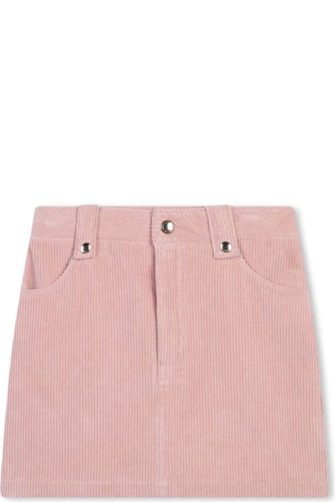 Bottoms for Girls Chloé Pink Skirt With Tonal Logo Embroidery In Ribbed Cotton Girl