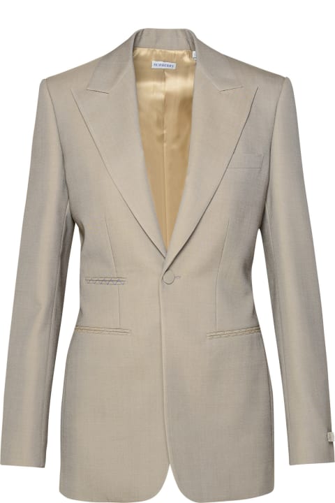 Coats & Jackets for Women Burberry Beige Virgin Wool Blazer