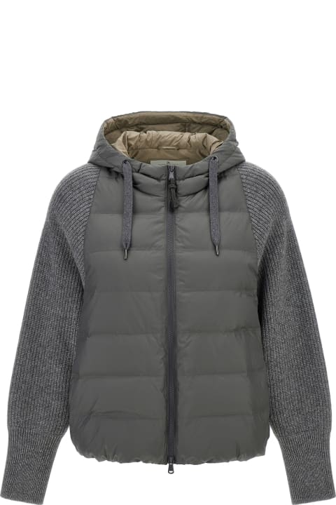 Clothing for Women Brunello Cucinelli Hooded Down Jacket With 'solomeo' Inserts