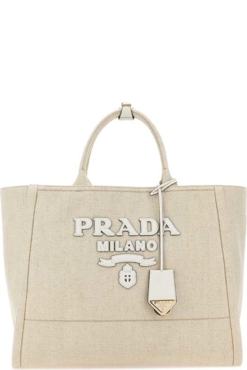 Homeware Prada Sand Canvas Shopping Bag