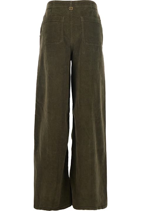TwinSet for Kids TwinSet Brown Pants With Belt Loops In Ribbed Velvet Woman