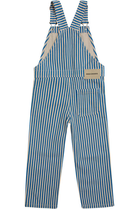 Bobo Choses Topwear for Boys Bobo Choses Blue Dungarees For Boy With Stripes And Logo