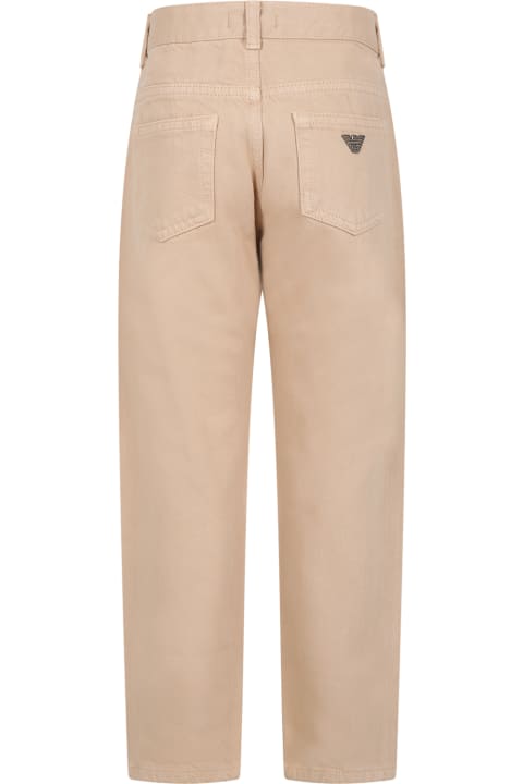 Emporio Armani for Kids Emporio Armani Beige Trousers For Boy With Eaglet