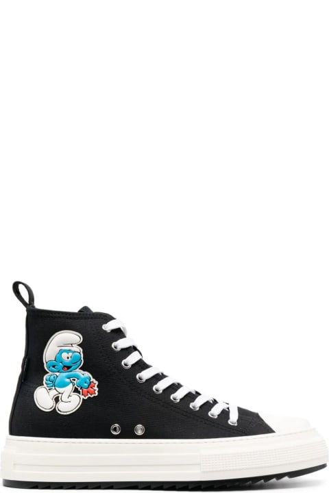 メンズ新着アイテム Dsquared2 Black Dsquared2<br>x Smurfs Cotton Sneakers