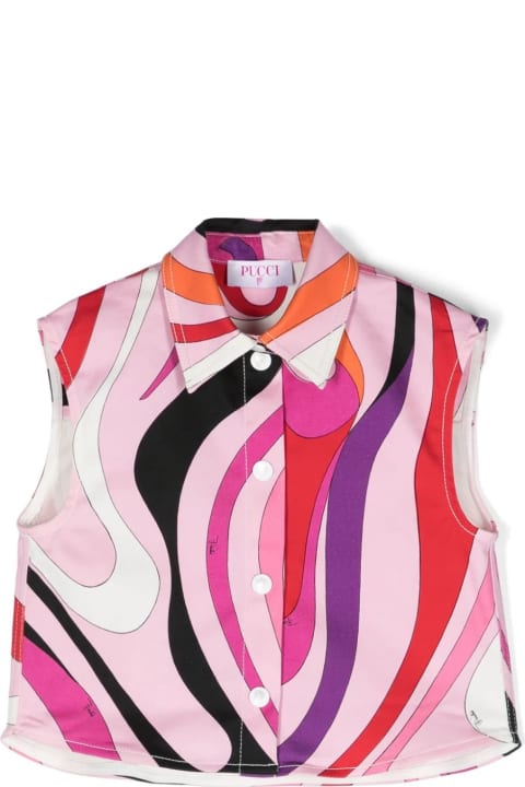 Pucci for Kids Pucci Sleeveless Shirt With Purple/multicolour Iride Print