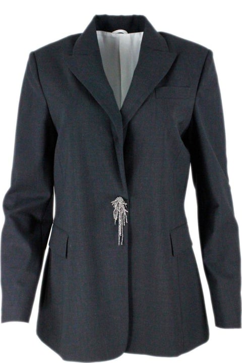 Brunello Cucinelli for Women Brunello Cucinelli Pin Embellished Tailored Blazer