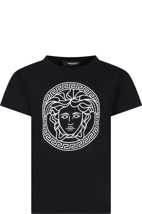 T-Shirts & Polo Shirts for Boys Versace Black T-shirt For Kids With Medusa
