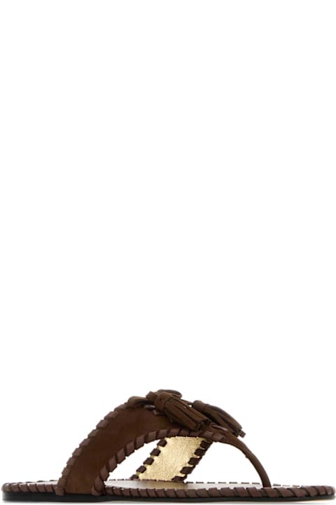 Prada Brown Suede Thong Slippers