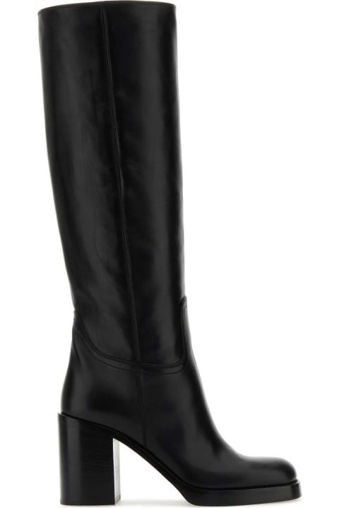 Boots for Women Prada Black Leather Boots