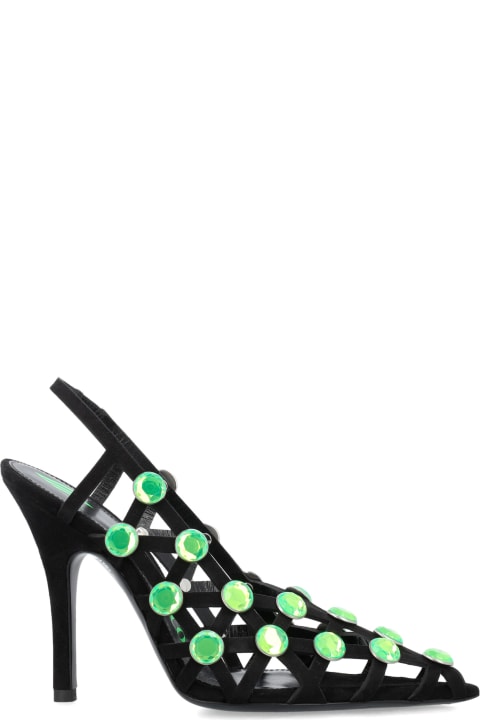 High-Heeled Shoes for Women The Attico Grid Slingback Black And Fluo Freen Pump