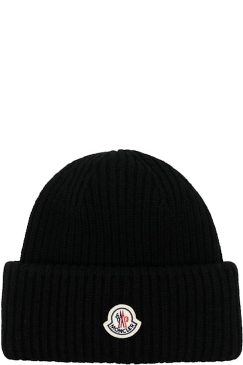 Hats for Men Moncler Classic Logo Embroidered Beanie