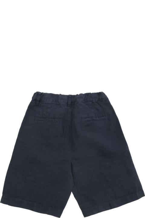 Aspesi Kids Aspesi Blue Bermuda Shorts With Logo Patch In Linen Boy