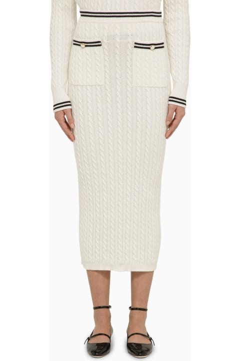 Skirts for Women Alessandra Rich White Cotton Plaited Midi Skirt