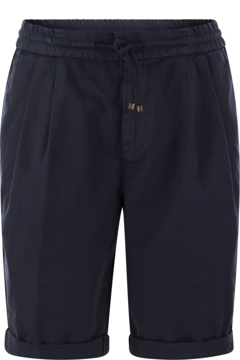 Short It for Men Brunello Cucinelli Bermuda Shorts In Cotton Gabardine With Drawstring And Double Darts